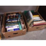 2 boxes of assorted books including porcelain, glassware, whisky, Baxter prints,