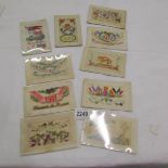 A quantity of WW1 silk postcards.