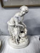 A 19th Century Parian ware figure of a lady at a well A/F