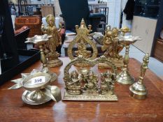 A quantity of Indian brass ornaments including Ganesh