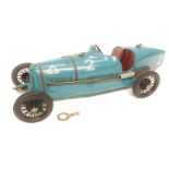 A rare 1920's CIJ Alfa Romeo tinplate clockwork car in French blue,