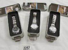 3 Jeep wristwatches in original tin boxes.