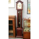 A modern Tempus Fugit Acctim darkwood stained longcase clock