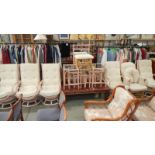A large conservatory suite consisting of 6 chairs (1 rocking with rocking foot stool),