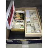 An album and 2 boxes of assorted cigarette cards including C to C cigarettes, Ogdens, Wills,