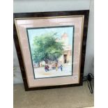 A signed watercolour of trees street scene