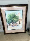 A signed watercolour of trees street scene