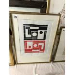 An after Ben Nicholson (1894-1982) an artist proof modernist abstract lino cut print signed