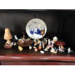 A collection of cat figures including Colourbox and a quantity of treen items