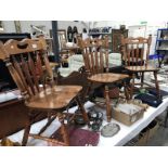 3 dark pine kitchen chairs