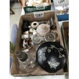 A quantity of vintage miscellaneous including Royal Worcester thimbles, travelling inkwell etc.