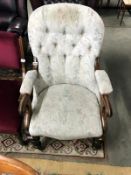 A mahogany framed late Victorian/Edwardian armchair