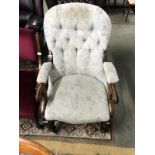 A mahogany framed late Victorian/Edwardian armchair