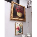 A gilt framed original oil still life and similar watercolour signed