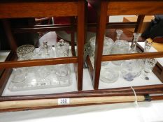 A quantity of moulded glass including candlesticks, trinket set etc.