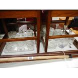 A quantity of moulded glass including candlesticks, trinket set etc.