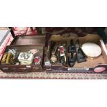 A quantity of miscellaneous items including flat irons, tambourine etc.