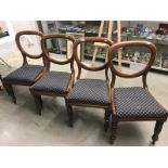 A set of 4 Victorian balloon back dining chairs