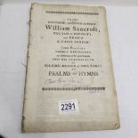 A 17th century incomplete edition of 'Psalms and Hymns in Solemn Musick' by John Playford with