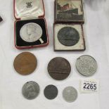 2 R M S Lusitania medallions, A 1902 Coronation medallion, a 1937 Coronation medallion etc.