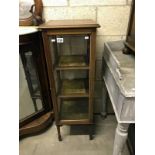 An Edwardian inlaid display cabinet - one glass side panel A/F