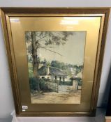 A watercolour cottage scene signed and dated Proudfoot 1886 (possibly W.