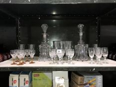 A quantity of glassware including decanters and wine glasses etc.