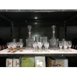 A quantity of glassware including decanters and wine glasses etc.