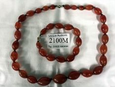 An amber necklace and bracelet