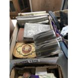 A quantity of old cigarette cases, EPNS bags,