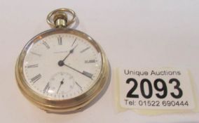 A gold plated Waltham pocket watch.