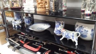 A quantity of blue and white pottery including Meaking,