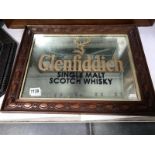 A Glen Fiddich framed advertising mirror