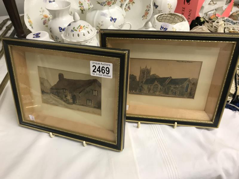 2 framed and glazed c 19th/20th watercolours,