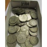 Approximately 450 grams of silver coins including florins and half crowns.