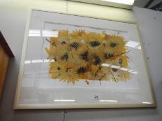 A large watercolour of sunflowers