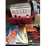 A quantity of LP records including country, Beegees etc.