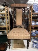 A Victorian prayer chair