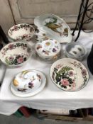 3 Myott exotix garden bowls, Royal Worcester Evesham dishes etc.