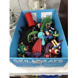 A box of plastic toys including The Beano, Dennis The Menace etc.