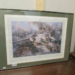 A framed and glazed print 'The Bridge At Arnhem' by Alan Fearnley,