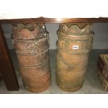 2 terracotta chimney pots