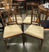 A set of 4 Edwardian inlaid dining chairs