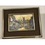 An oil on board of market scene signed Shioh