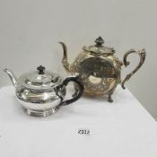 2 silver plate teapots.