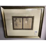 A framed and glazed 19th Century pencil drawing on envelopes "Victoria Queen of Prussia" later