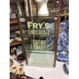 A glass display cabinet with painted advert Fry's Chocolate Cocoa Tablets, Makers to H.