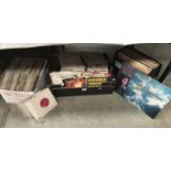 2 boxes of 45rpm records and a case of LP records