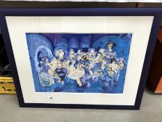 A framed and glazed watercolour 'artistic' crown scene