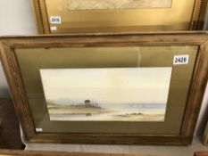 A Fred Hayden (born 1874) framed and glazed watercolour of coastal estury with boats signed,